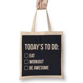 Humuts Things To Do Eat Workout Be Awesome Bez Uzun Saplı Açık Bej Rengi Çanta