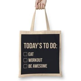 Humuts Things To Do Eat Workout Be Awesome Bez Uzun Saplı Açık Bej Rengi Çanta