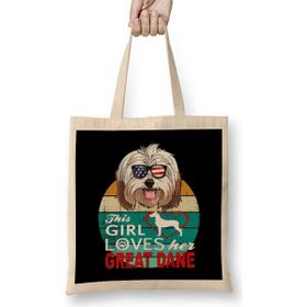 Humuts This Girl Loves Her Great Dog Bez Uzun Saplı Açık Bej Rengi Çanta