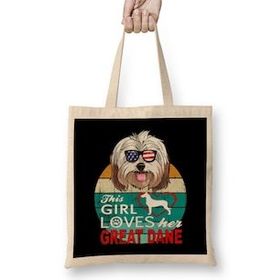 Humuts This Girl Loves Her Great Dog Bez Uzun Saplı Açık Bej Rengi Çanta