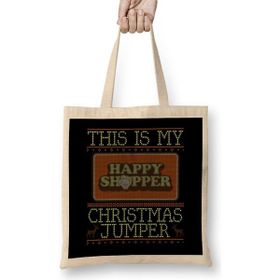 Humuts This Is My Happy Shopper Christmas Jumper Uzun Saplı Bez Çanta