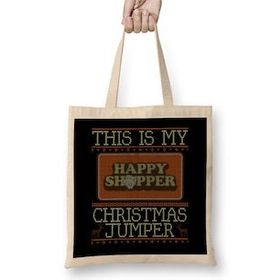 Humuts This Is My Happy Shopper Christmas Jumper Uzun Saplı Bez Çanta