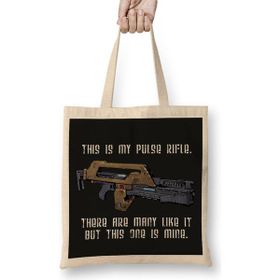 Humuts This Is My Pulse Rifle This One Is Mine Aliens Bez Uzun Saplı Açık Bej Rengi Çanta