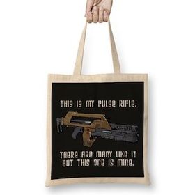 Humuts This Is My Pulse Rifle This One Is Mine Aliens Bez Uzun Saplı Açık Bej Rengi Çanta