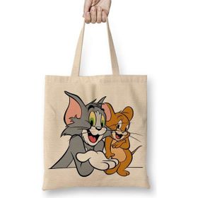 Humuts Tom ve Jerry Bez Uzun Saplı Açık Bej Rengi Çanta