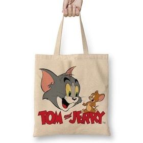 Humuts Tom ve Jerry Bez Uzun Saplı Açık Bej Rengi Çanta