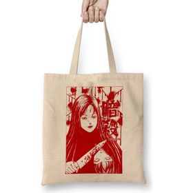 Humuts Tomie Junji Ito Bez Uzun Saplı Açık Bej Rengi Çanta
