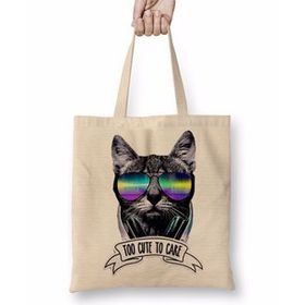 Humuts Too Cute To Care Cat Kedi Dj Bez Uzun Saplı Açık Bej Rengi Çanta