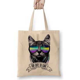 Humuts Too Cute To Care Cat Kedi Dj Bez Uzun Saplı Açık Bej Rengi Çanta