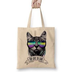 Humuts Too Cute To Care Cat Kedi Dj Bez Uzun Saplı Açık Bej Rengi Çanta