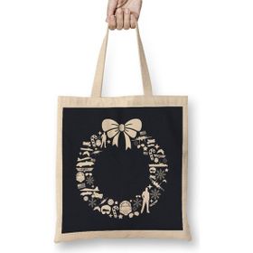 Humuts Top Gun Christmas Wreath Pattern Bez Uzun Saplı Açık Bej Rengi Çanta