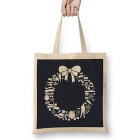 Humuts Top Gun Christmas Wreath Pattern Bez Uzun Saplı Açık Bej Rengi Çanta