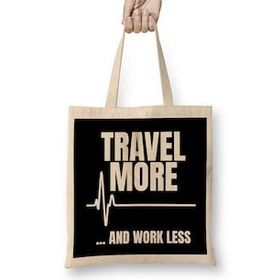 Humuts Travel More And Work Less Cute Traveling for Travelers Uzun Saplı Bez Çanta