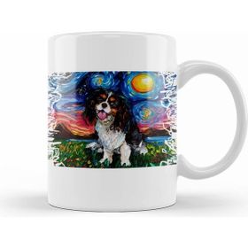 Humuts Tri Color Cavalier King Charles Spaniel Night 01 Kupa Bardak