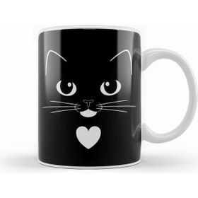 Humuts Tuxedo Cat Face with Heart Cute Ginger Cat Kedi Kupa