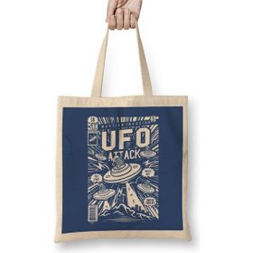 Humuts Ufo Attack Comic Book Cover Bez Uzun Saplı Açık Bej Rengi Çanta