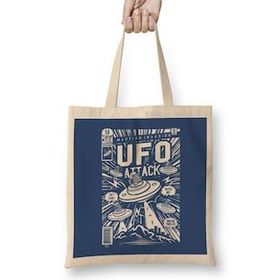 Humuts Ufo Attack Comic Book Cover Bez Uzun Saplı Açık Bej Rengi Çanta