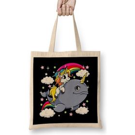 Humuts Unicorn Riding Narwhal Adorable Unicorn Of The Sea Bez Çanta