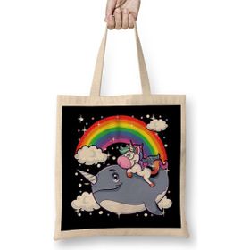 Humuts Unicorn Riding Narwhal Adorable Unicorn Of The Sea Bez Çanta
