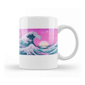 Humuts Vaporwave Great Wave Off Kanagawa Aesthetic Sunset Kupa