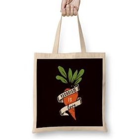 Humuts Veganism Is Love Vegan Vegetarian Vegetarianism Veggie Food Uzun Saplı Bez Çanta