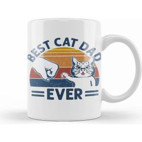 Humuts Vintage Best Cat Dad Ever Bump Fit Cat Dad Funny Fathers Day Kedi Kupa