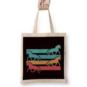 Humuts Vintage Horses Retro Horse Fans Dressage Equestrian Sport Uzun Saplı Bez Çanta