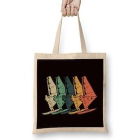 Humuts Vintage Windsurfing Water Sports Retro Windsurfer Surfing Uzun Saplı Bez Çanta