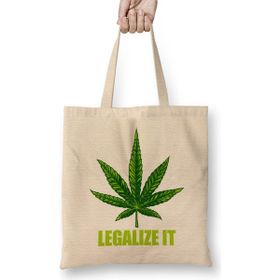 Humuts Weed Legalize It Marijuana Cannabis 01 Bez Uzun Saplı Açık Bej Rengi Çanta