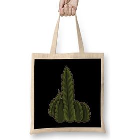 Humuts Weed Middle Finger Cannabis Marijuana Bez Uzun Saplı Açık Bej Rengi Çanta