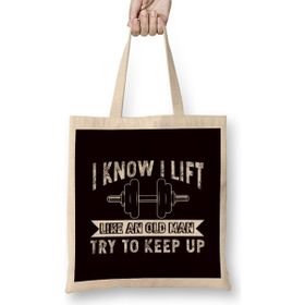 Humuts Weightlifting Like Old Man Bodybuilding Barbell Workout Bez Uzun Saplı Açık Bej Rengi Çanta