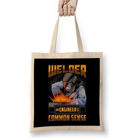 Humuts Welder An Engineer With Common Sense Funny Welding Bez Uzun Saplı Açık Bej Rengi Çanta