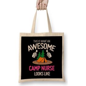 Humuts What An Awesome Camp Nurse Looks Like Bez Uzun Saplı Açık Bej Rengi Çanta