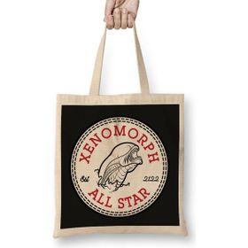 Humuts Xenomorph Alien All Star Converse Logo Bez Uzun Saplı Açık Bej Rengi Çanta