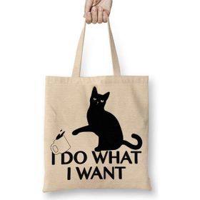 Humuts Yaramaz Cats Kedi Bez Uzun Saplı Açık Bej Rengi Çanta