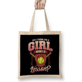 Humuts Yes I Throw Like A Girl Want A Lesson Softball Bez Çanta