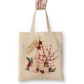 Humuts Yılbaşı Yeni Yıl Konseptli Candle Merry Christmas Bez Çanta