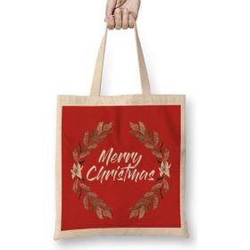 Humuts Yılbaşı Yeni Yıl Konseptli Merry Christmas Floral Bez Çanta