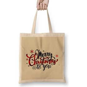 Humuts Yılbaşı Yeni Yıl Konseptli Merry Christmas To You Bez Kadın Günlük Çanta