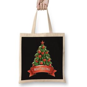 Humuts Yılbaşı Yeni Yıl Konseptli Merry Christmas Tree 02 Bez Kadın Günlük Çanta