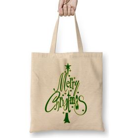 Humuts Yılbaşı Yeni Yıl Konseptli Merry Christmas Tree Bez Kadın Günlük Çanta