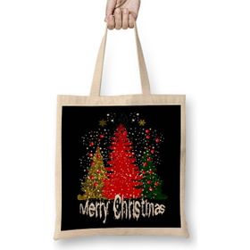 Humuts Yılbaşı Yeni Yıl Konseptli Merry Christmas Trees Bez Kadın Günlük Çanta