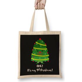 Humuts Yılbaşı Yeni Yıl Konseptli Omg Its My 1st Christmas Bez Kadın Günlük Çanta
