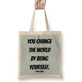 Humuts Yoko Ono Quote Lovers Gift Vintage Retro Rainbow Bez Kadın Günlük Çanta
