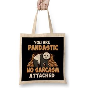 Humuts You Are Pandastic, No Sarcasm Attached Funny Panda Bez Uzun Saplı Açık Bej Rengi Çanta
