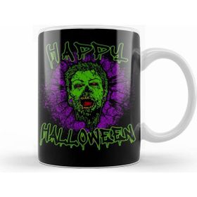 Humuts Zombie Purple Grunge Splatter Happy Halloween Kupa Bardak