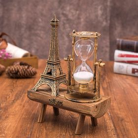 Hunga Ahşap Paris Eyfel Kulesi Baskılı Kum Saati Biblo