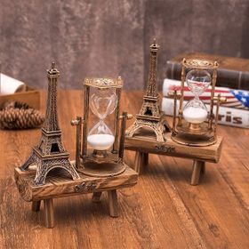Hunga Ahşap Paris Eyfel Kulesi Baskılı Kum Saati Biblo