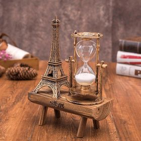 Hunga Ahşap Paris Eyfel Kulesi Baskılı Kum Saati Biblo