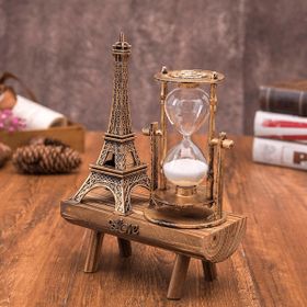 Hunga Ahşap Paris Eyfel Kulesi Baskılı Kum Saati Biblo